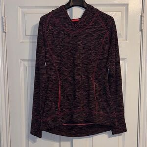 Tangerine Women's Black and Pink Heathered Hoodie